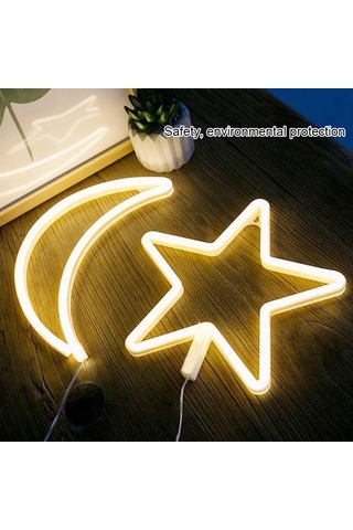 Fosenze Yıldız Şekilli Led Neon Işık, Usb/aa Pil İle Ev Odası Dekorasyonu, Pvc Malzeme, Güvenli Ve Dayanıklı Diğer