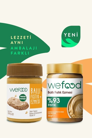 Wefood Şekersiz Ham Ballı Fıstık Ezmesi 300 gr (Fıstık Parçacıklı).