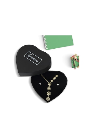 Forentina Sarı Kar Tanesi Kolye Küpe Set Ps1594