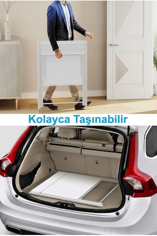 Bodo Metal Ayaklı Laptop Masası Katlanır Çalışma Masası Raflı Masa Katlanır Laptop Sehpası Beyaz - Siyah