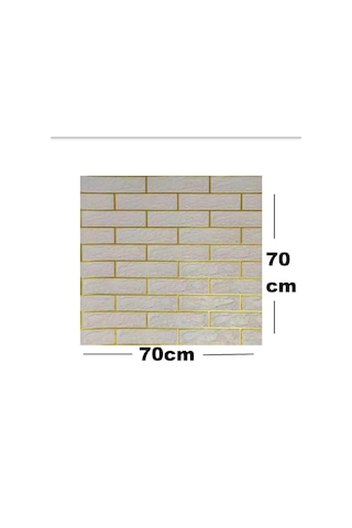 70x70cm 1 Adet Kendinden Yapışkanlı Gold Çizgili Altın Beyaz Tuğla Desen Duvar Kağıdı Paneli Nw176