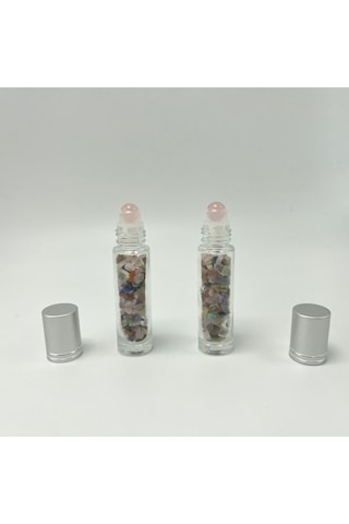 Yıldız Doğal Taş Sertifikalı Çakra Doğal Taş Esans Şişesi + Roller Masaj Aleti 10 ML