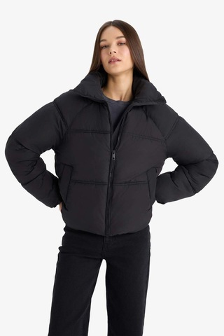 Defacto Su Geçirmez Regular Fit Dik Yaka Fermuarlı Şişme Mont E8690ax25aubk27 Siyah