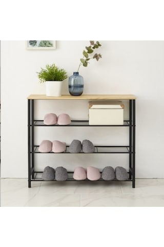 Retodesign Retohome 3 Katlı Çok Amaçlı Raf ve Ayakkabı Rafı Siyah - Atlantik Çam