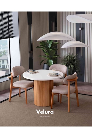 Talia Yemek Odası Takımı Yemek Masası + 4 Adet Sandalye Beyaz