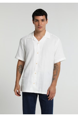 Colin's Colins Relaxed Fit Apaj Yaka Düz Erkek Beyaz Kısa Kol Gömlek Cl1080096 Q1.v1 Wht