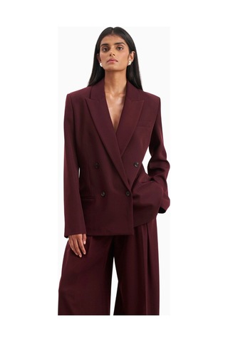 Because Of Alice Dropped Waist Double Breasted Blaze Oversize Kadın Ceket Bordo