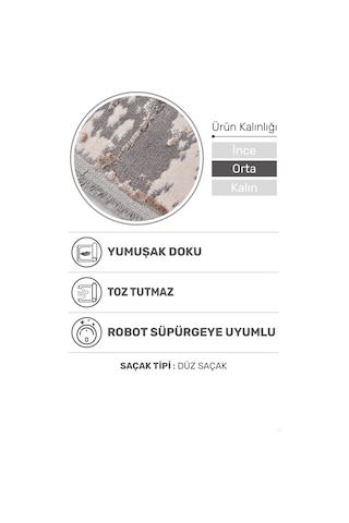 Notteo Modern Halı Yumuşak Dokulu, Dokuma Tabanlı, 7 Mm İnce Form, Dayanıklı Bej