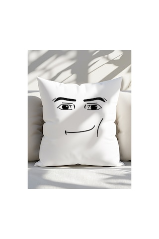 Roblox Man Face Yastık Beyaz