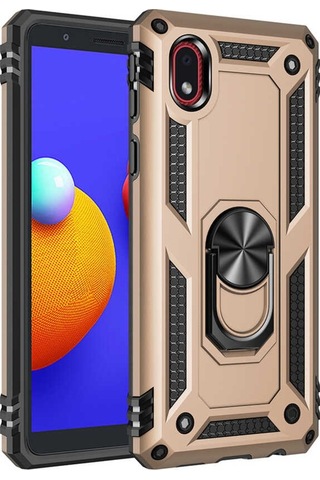Galaxy A01 Core Kılıf Zore Vega Yüzüklü Standlı Zırh Kılıf