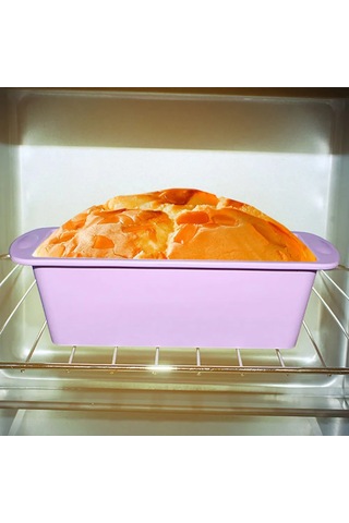 Kangvka Mini Dikdörtgen Silikon Kek Kalıbı - Evde Kullanıma Uygun, Direk Çıkarma Özelliği, Fırına Uygun, Isı Dayanıklı Pastırma Kalıbı Mor MOr