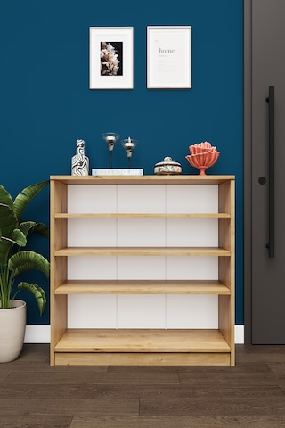 Asra Trend 4 Katlı Açık Raflı Ayakkabılık A-32 %100 MDF Modern Bot Uyumlu Düzenleyici Safir Meşe
