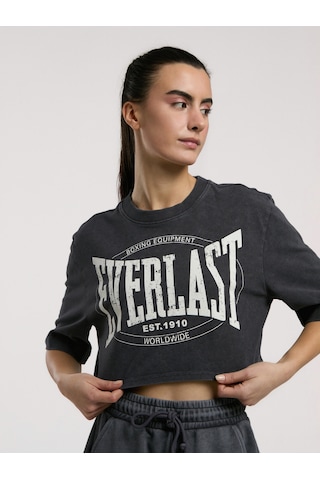 Everlast Authentic Boxing Wmn Antrasit Kadın Crop Tişört Antrasit
