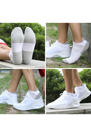 Kosona 6 Çift Spor Çorap - Koşu, Bisiklet, Dağcılık İçin - 80% Pamuk - Nem Emici - Siyah & Koyu Gri - M Beden