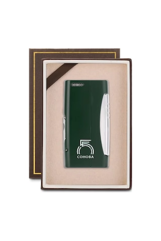 Tek Torch Pürmüz 55. Yıl Özel Üretim Dahili Delicili Yeşil-gümüş Puro Çakmağı - Tr7744