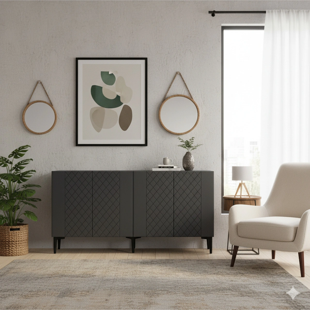 Ka1512a Resso150 Konsol, Kahve Köşesi, Tv Sehpası Antrasit 150cm Gri