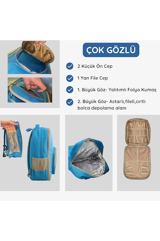 Termal Piknik Sırt Çantası 20 Lt İzolasyonlu Bölmeli Outdoor & Kamp Çantası-309 Mavi