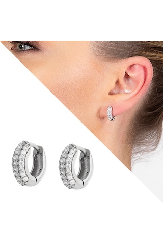 Starlight Diamond Zirkon Taşlı Halka Tasarım 925 Ayar Gümüş Küpe