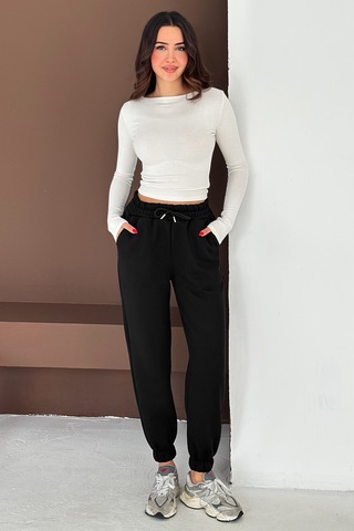 Kadın Yüksek Bel Jogger Eşofman Altı Soft Motion SiYAH