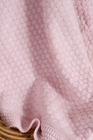 Toffy Toz Pembe Düz Örgü Bebek Battaniyesi 100x100 Pembe