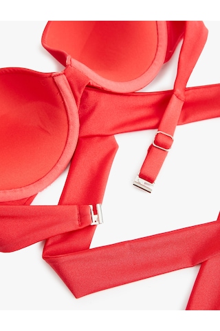Koton Boyundan Bağlamalı Çapraz Kuşak Aksesuar Detaylı Push-up Bikini Üstü Kırmızı 5sak10193mm Kırmızı