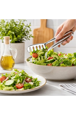 Lexroo Paslanmaz Çelik Maşa, Salata Makarna Mutfak Maşası 20 Cm, Mutfak Seti, Premium Kalite