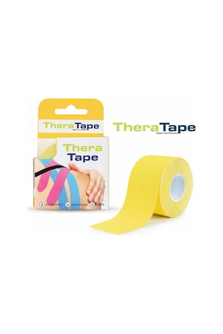 Thera Tape Kinesio Sporcu  Bandı Yüz & Vücut Uyumlu Kinezyo Bant Sarı 5 CM x 5 M