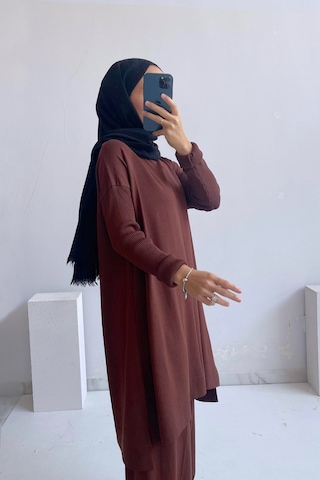 Kahijab Mira Merserize Takım - Kahverengi