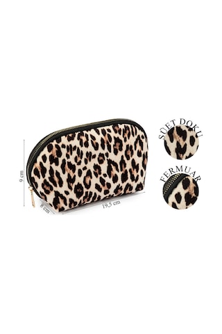 Lionesse Leopar Desenli Makyaj Çantası 4708 - Fermuarlı, Organizer