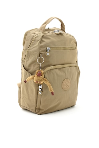 Sanmorris 3011 Unisex Suya Dayanıklı Krinkıl Kumaş Çok Gözlü Orta Boy Laptop Okul Ve Sırt Çantası Haki