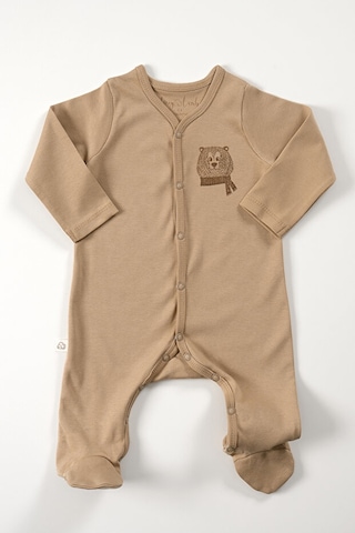 Tinylamb Cool Bear Organik Mini Yenidoğan Bebek Seti - 3 Parça Kahve