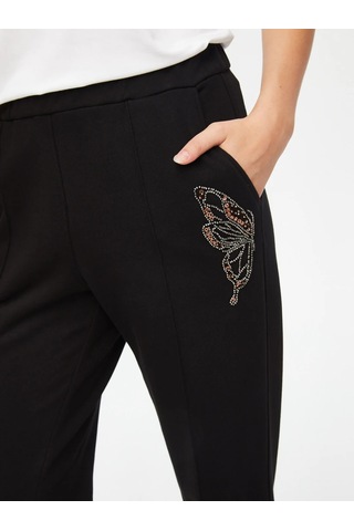 Faik Sönmez Boncuk Kelebek Nakışlı Kadın Eşofman Altı 69252 Siyah