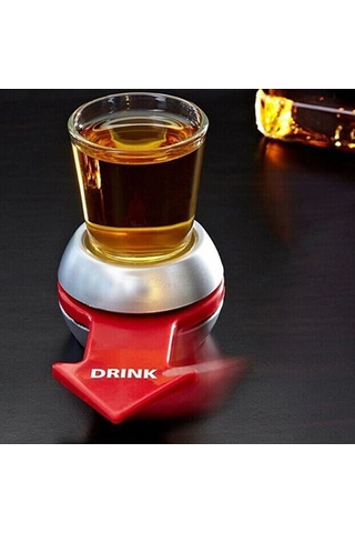 Yuntech01 Döküm Şarap Torbası İle Keyifli Partiler - 40ml Cam Bardaklı Çevirici Çark, Bar Ve Parti Eğlencesi İçin Abs Malzeme Gri - Kırmızı