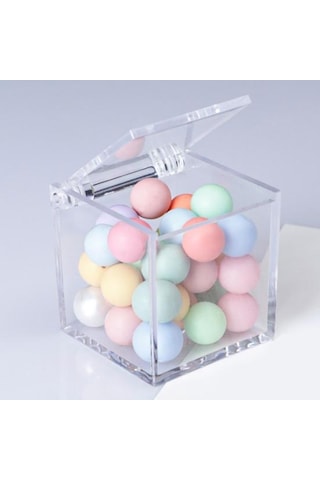 Şeffaf Akrilik Kutular Kapaklı Küçük Kare Küp Kaplar Plastik Saklama Düzenleyici Şeffaf