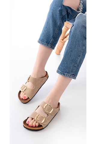 Aymood P-101 Bej Günlük Birkenstock Kadın Terlik