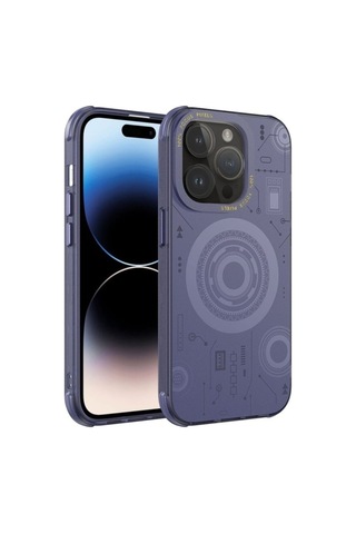 Apple Uyumlu iPhone 14 Pro Kılıf Zore Wireless Şarj Özellikli Desenli Hot Kapak Derin Mor