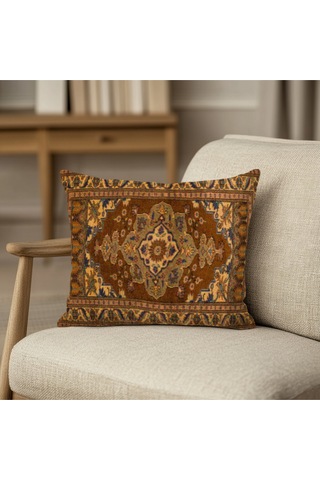 Turkıshrug Kıngdom Pers Halı Motifli Çift Taraflı 43x43 Cm Dekoratif Kırlent Kılıfı Klasik Ve Şık Salonlar İçin 43 X 43 Çok Renkli