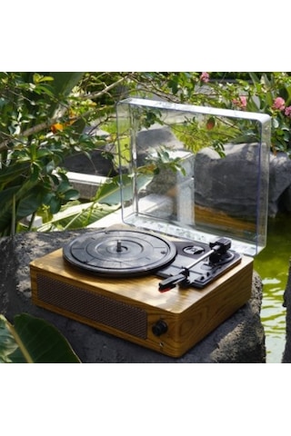 Fomix Fm-108 Kahverengi Hoparlörlü Bluetoothlu Pikap Plak Çalar Kahverengi