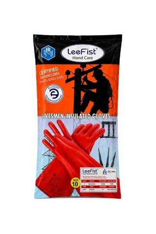 Leefist Elektrikçi İzole Eldiveni Class 1 7500v, Kırmızı/sarı