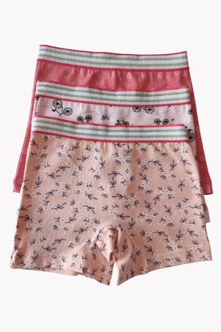 Terrien Premium Karışık Renkli Kız Çocuk Desenli Boxer 3'lü Esnek Pamuklu Normal Bel çok Renkli