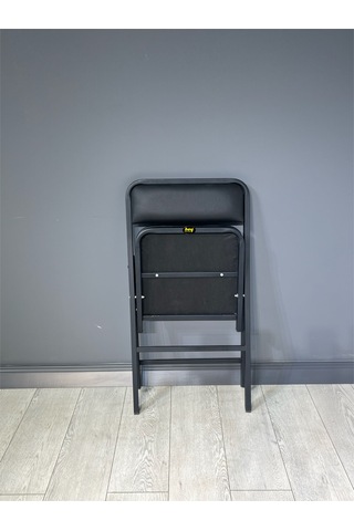 Hey 3'lü Katlanır Kamp Sandalyesi Piknik Sandalyesi Siyah Deri Siyah