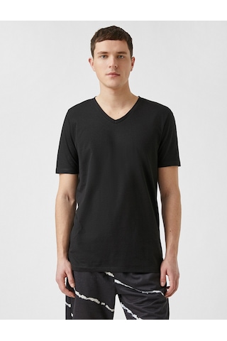 Koton Slim Fit Basic Tişört Siyah 2sam10389hk Siyah