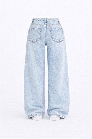 J&kstores Baggy Salaş Pocket Bol Paça Retro Görünümlü Jean Kar Mavi