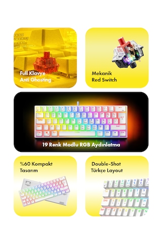 Gameagle HelApple Uyumlu iOS Mini Oyuncu Klavyesi Mekanik Klavye Bilek Destekli Red Switch Gaming Klavye Oyuncu Klavye
