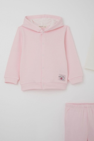 Breeze Kız Bebek Bodyli 3 Lü Takım Sevimli Minik Tavşancık Armalı Çıtçıtlı 4 Ay-1 Yaş, Pembe Pembe