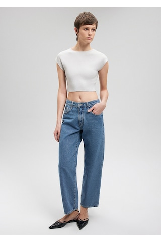 Mavi - Gri Crop Triko Top 1710426-86685 Gri