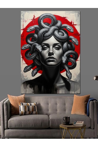 Ahşap Tablo Medusa Modern Sanat Portresi