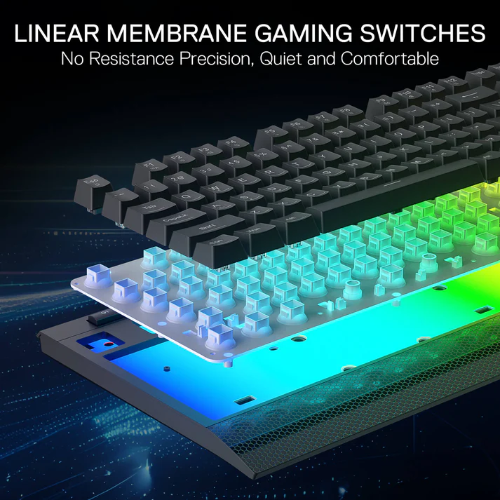 Redragon K525 104 Tuşlu Kablolu Rgb Membran Türkçe Oyun Klavyesi Mekanik Hissi Ve Smooth Linear Switch 26 Anti-hayalet Anahtarı