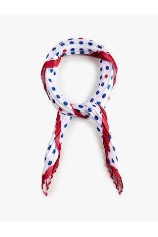 Koton Pileli Puantiyeli Saten Kare Fular Bandana Kırmızı 6sak50139aa