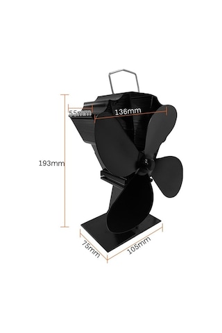 Pazly 4 Kanatlı Isıyla Çalışan Sessiz Şömine Fanı, Elektriksiz, Odun Yanan Sobalar İçin Verimli Ve Ultra Sessiz